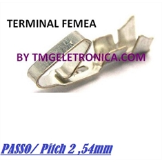 Terminal KK FEMEA Passo 2,54mm, Uso em CONECTOR KK 2,54mm, Crimp Terminal Contact Female, Terminal KK - Passo, Pitch 2,54Mm - Terminal Femea para conectores KK